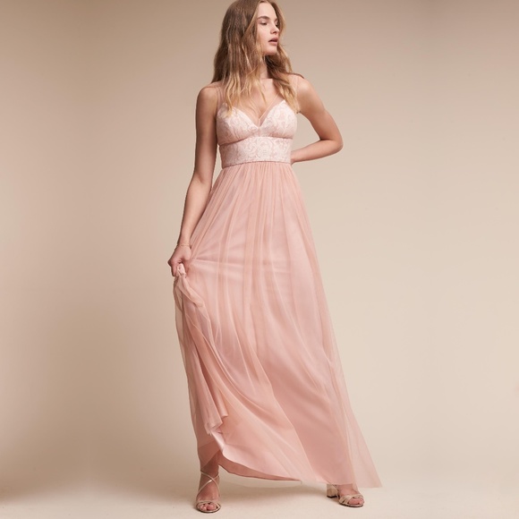 {bhldn} HITHERTO Brit Dress Blush Pink Lace Tulle - Picture 2 of 8